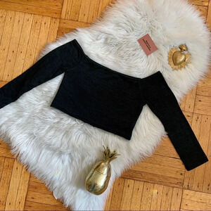 rag & bone Off the Shoulder Crop Top‎